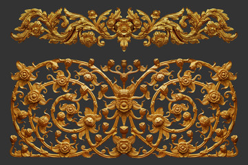 Ornament elements, vintage gold floral designs