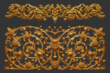 Ornament elements, vintage gold floral designs