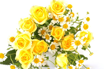 バラとカモミールの花束