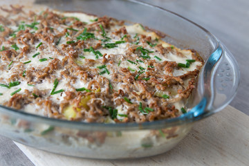 Potato-minced meat casserole