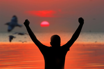Fototapeta premium man on the sunset