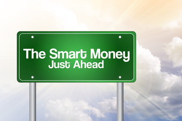 The Smart Money Green Road Sign, business concept