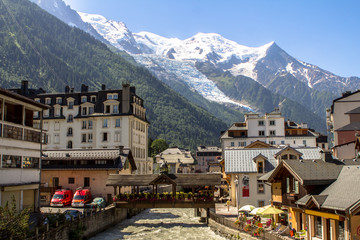 Fototapeta na wymiar View from Chamonix to Mont Blanc Glacier