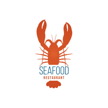 Seafood restaurant logo template with lobster