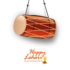 Punjabi festival, Happy Lohri celebration with drum.
