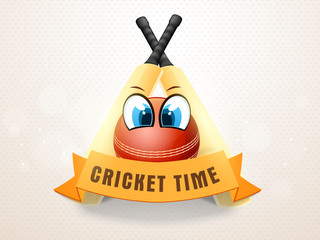 Cricket sports concept with bat and ball.