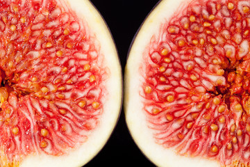 sectioned fruit of fresh fig macro