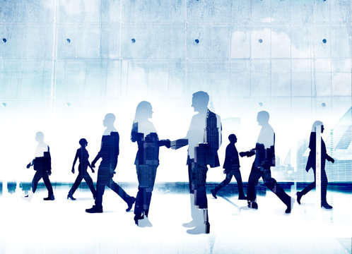 Business People Silhouette Working Agreement Teamwork Concept