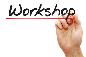 Hand writing Workshop with red marker, business concept