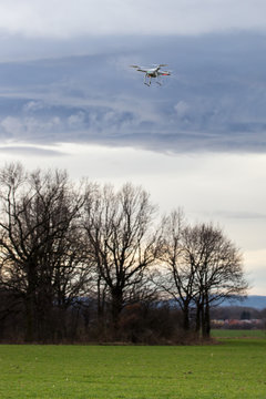 Dron flying in bad weather