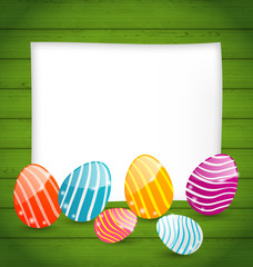 Paper card with Easter colorful eggs