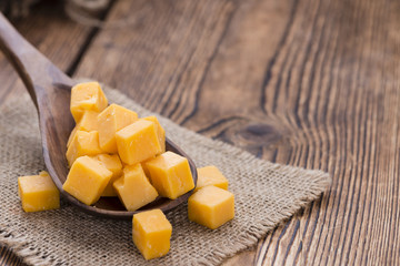 Cheddar on a Wooden Spoon
