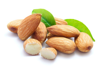 Almonds with leaves
