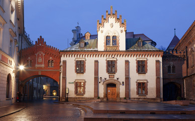 Fototapeta na wymiar Night Krakow, Museum building Czartoryskich