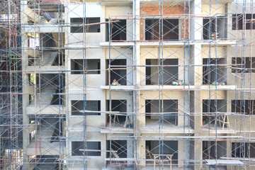 Construction site with scaffolding
