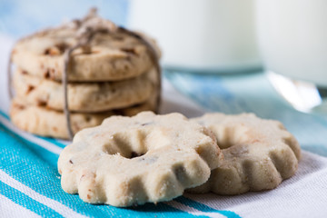 close view on stack of cookies