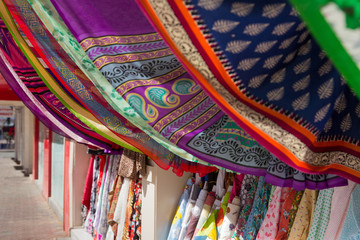 Dubai textile at the souq market