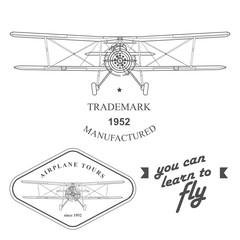 Set of vintage airplane labels, badges and design elements