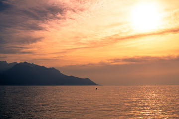 Sunset over Geneva Lake, Switzerland
