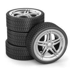 Car tyres set isolated