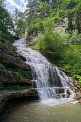 Falls in mountains of caucasus