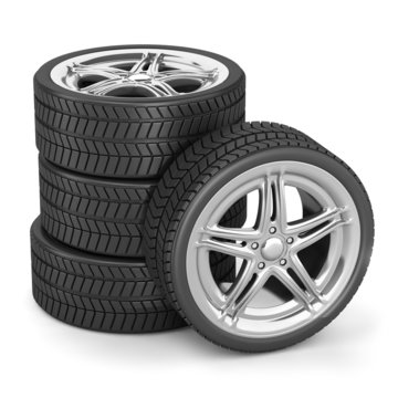 Car tyres set isolated