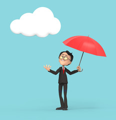 3D Businessman with umbrella