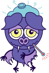 Purple bat feeling sick and sad
