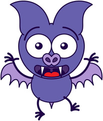 Purple bat feeling surprised and scared