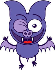 Purple bat winking mischievously