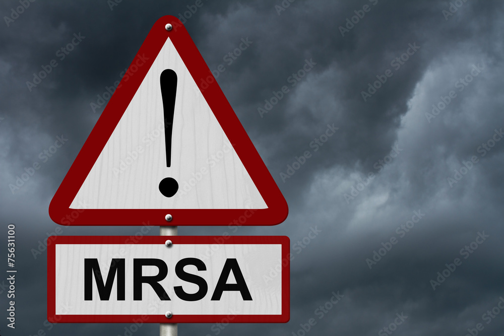 Wall mural mrsa caution sign