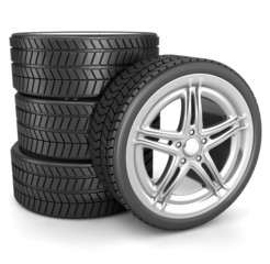 Obraz premium Car tyres set isolated