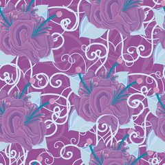 seamless violet background with purple flowers