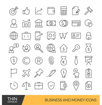 Business and money thin icons
