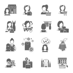 Woman Shopping Icon Black