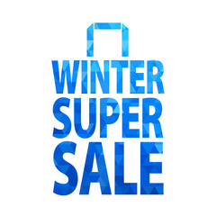 Winter sale paper bag icon.