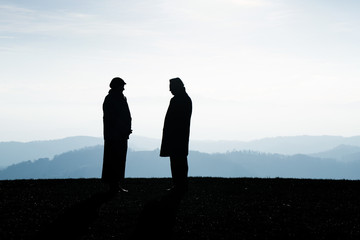Two people talking about the future. People making agreement.