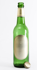 empty green beer bottle with crown seal