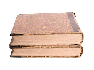 Two ancient books on a white background1