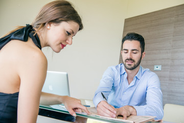 Business Couple Working at Office