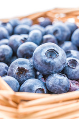 Blueberry basket isolated on white