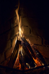 Fireplace with Brick Wall