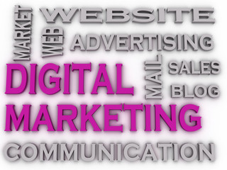 3d imagen Digital Marketing  issues concept word cloud backgroun