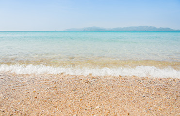 Fototapeta na wymiar sea beach blue sky and sunlight relaxation landscape