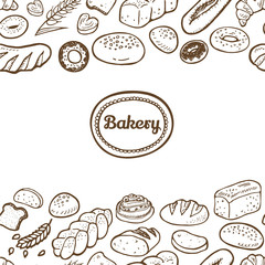 Hand drawn seamless bakery border.