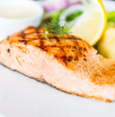 Salmon fish fillet grilled steak