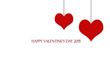 Two red heart on white background, valentine's card
