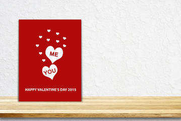 Valentine's day card on wood table