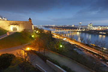 River Danube in the center of Bratislava, Slovakia.