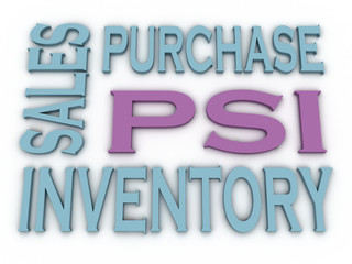 3d image PSI (Purchase, Sales and Inventory)  issues concept wor